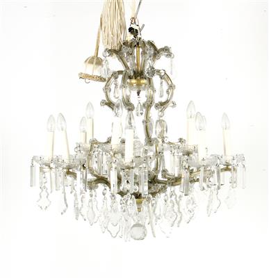 Glasluster in Kronenform, - Furniture and Decorative Art