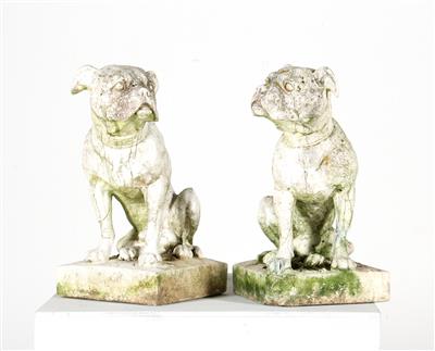 Paar Gartenfiguren "Französische Bulldoggen", - Garden furniture and decorations