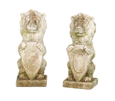 Paar Löwen - Gartenfiguren, - Gartenmöbel und Gartendekoration