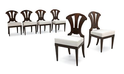 Satz von 6 frühen Biedermeier Sesseln, - Furniture