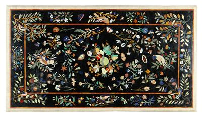 Große rechteckige Tischplatte in sog. Pietra Dura-Techik, - Furniture and Decorative Art