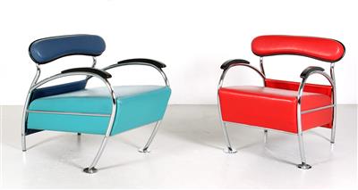 Zwei Sessel 'Numero uno' aus der 'Dinamic'-Kollektion, - Möbel und dekorative Kunst