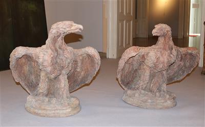 "Adlerpaar" - Terracotta 20. Jh., - Saisonabschluß-Auktion Möbel