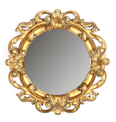 Runder Salonspiegel in modifizierter barocker Stilform, - Nábytek