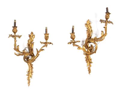 Paar Bronzeappliken im Louis XV - Stil, - Möbel und dekorative Kunst