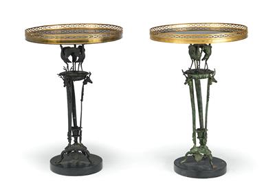 2 leicht variierende Historismus-Tischchen, - Furniture