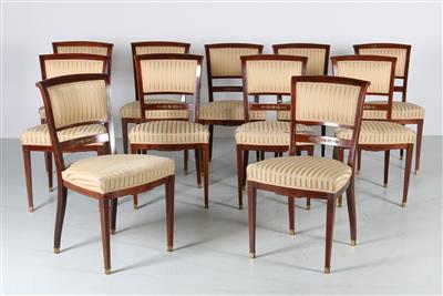 Satz v. 11 neoklassizistischen Sesseln, - Furniture