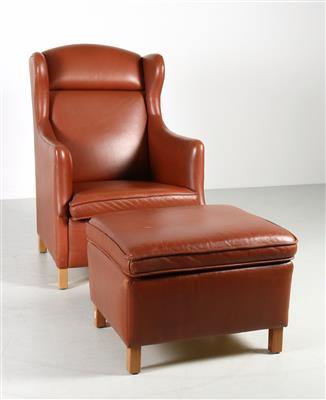 Fauteuil mit Hocker, - Nábytek