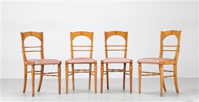 Satz von vier eleganten Biedermeier Sessel, - Mobili