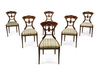 Satz von 6 Biedermeier Sesseln, - Furniture