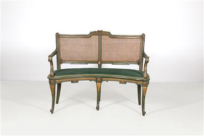 Halbrunde Sitzbank i. Louis XVI- Stil, - Mobili