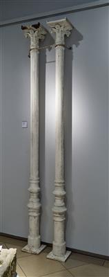 Paar Historismus Säulen, - Gartenmöbel & Gartendekoration