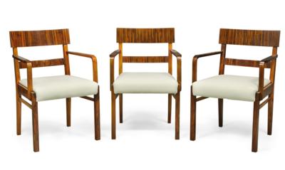 Satz von 3 Art Deco-Armlehnsesseln, - Furniture