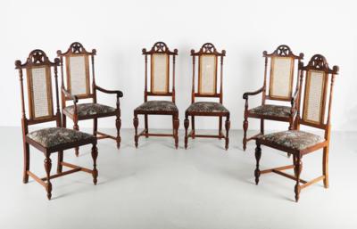 Satz von zwei Armsessel und vier Sessel, - Furniture