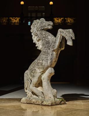 "Pferd in aufsteigender Haltung" (Levade) - halbhohe Gartenfigur, - Möbel