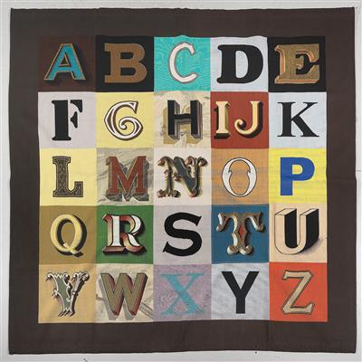 Seltener Bildteppich / Tapisserie "Alphabet" - Design