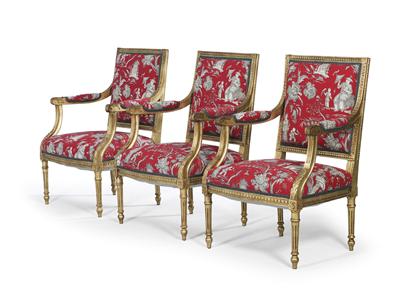 3 armchairs, - Di provenienza aristocratica