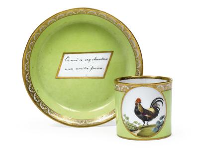 Rooster cup with saucer, - Di provenienza aristocratica