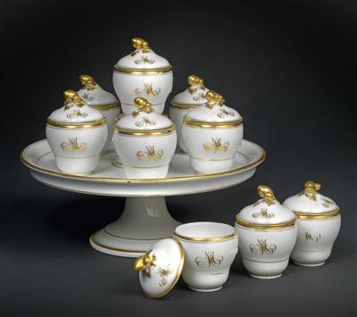 Credenza plate with 9 lidded pots with golden F.V. monogram, - Majetek aristokratického p?vodu a p?edm?ty  d?ležitých proveniencí