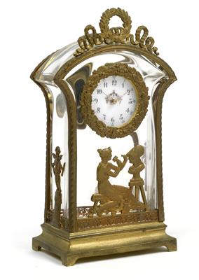 Neoclassicism miniature glass table clock, - Majetek aristokratického p?vodu a p?edm?ty  d?ležitých proveniencí