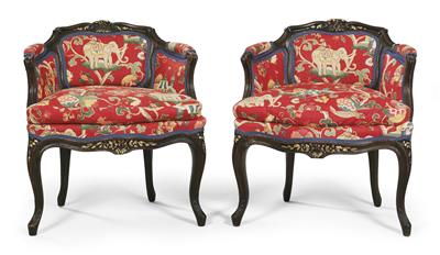 Pair of small, Neo-Baroque lounge chairs, - Di provenienza aristocratica