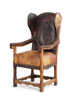 A rustic wingback chair, - Rustic Furniture