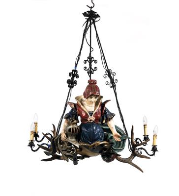 A chandelier with female figure, - Rustic Furniture