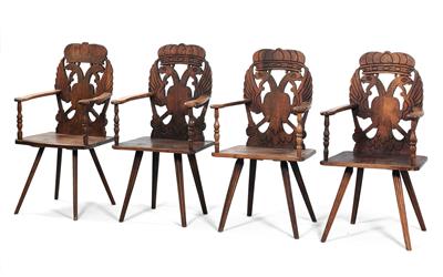 A set of 4 rustic armchairs, - Mobili rustici