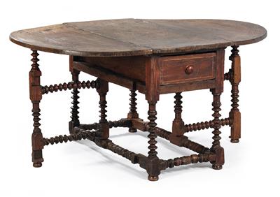 A rare, large, oval gate-leg table, - Rustikální nábytek