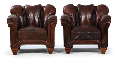 Pair of Art Deco Club chairs, - Furniture, carpets