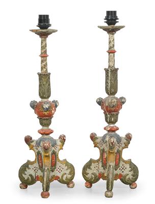 Pair of church candelabra, - Majetek aristokratického původu a předměty  důležitých proveniencí