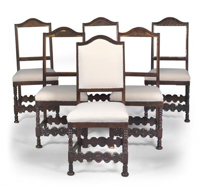 Set of 6 Early baroque armchairs, - Majetek aristokratického původu a předměty  důležitých proveniencí