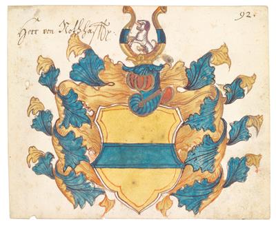 Illustration of coat of arms, 18th century - Majetek aristokratického původu a předměty  důležitých proveniencí