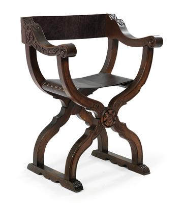 Historical revival style X-frame chair, - Furniture