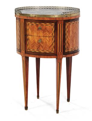 Small drum-shaped/oval chest of drawers, - Furniture