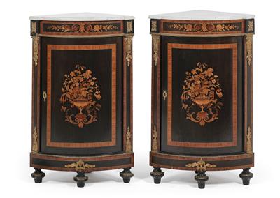 Pair of French corner cabinets, - Furniture