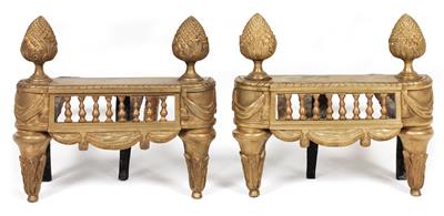 Pair of fireplace chenets, - Furniture