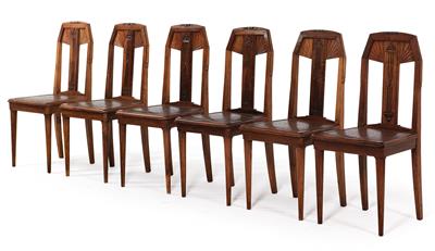 Set of 6 Art Deco chairs, - Nábytek