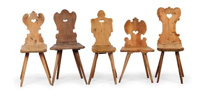 Large group of 10 chairs, some different, some quite similar, - Rustikální nábytek