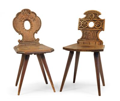 Two Alpine chairs, - Mobili rustici