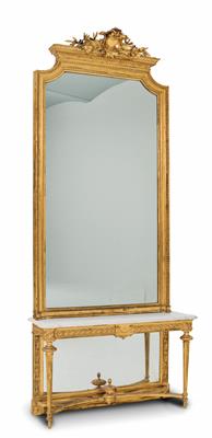 Historicist console table with wall mirror, - Mobili