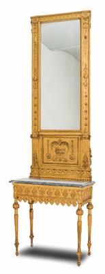 Italian console table and mirror, - Furniture