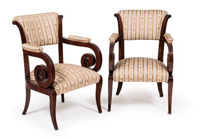 Pair of Biedermeier fauteuils, - Furniture