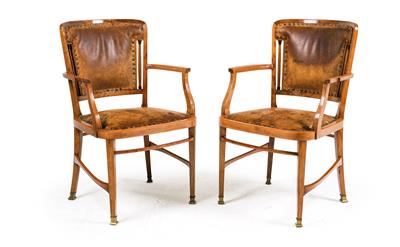Pair of Neo-Classical revival armchairs, - Furniture