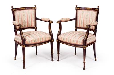 Pair of Neo-Classical revival armchairs, - Furniture