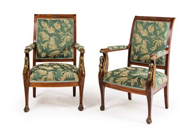 Pair of Neo-Classical revival armchairs, - Furniture