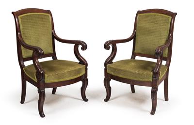 Pair of French provincial armchairs, - Furniture