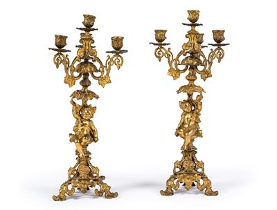 Pair of candelabras, - Furniture