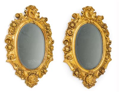 Pair of small wall mirrors, - Nábytek, koberce