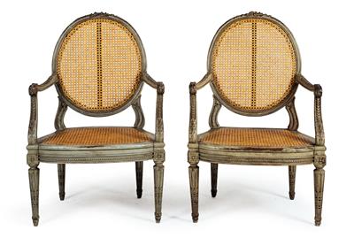 Pair of Louis XVI fauteuils, - Nábytek, koberce